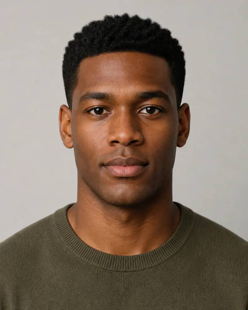 Black man without eyewear before an AI aviator sunglasses preview
