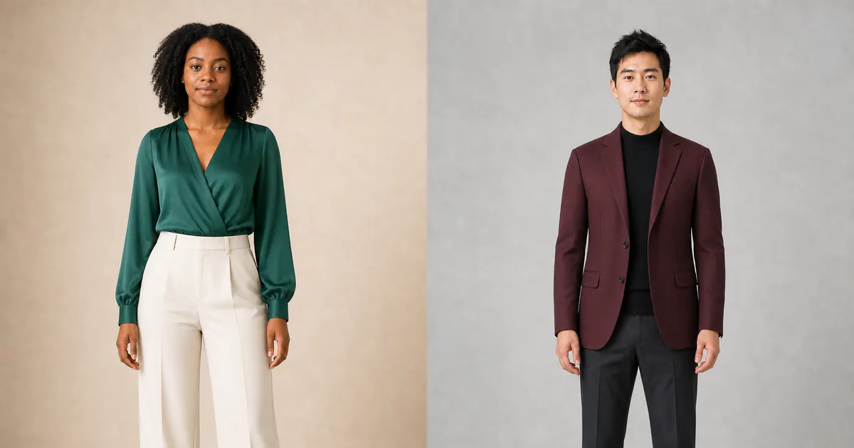 Woman and man showing realistic outfits changed in a photo with AI